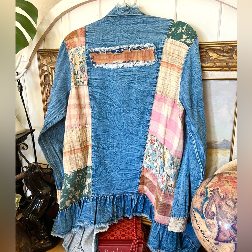 New! Young Threads Artisan Boho Patchwork Denim C… - image 6